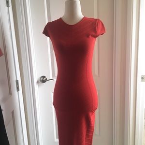 Cache red cap sleeved dress